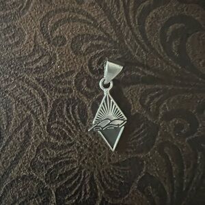 Vintage Sterling Silver Sun Sunrise Triangle Pendant Charm